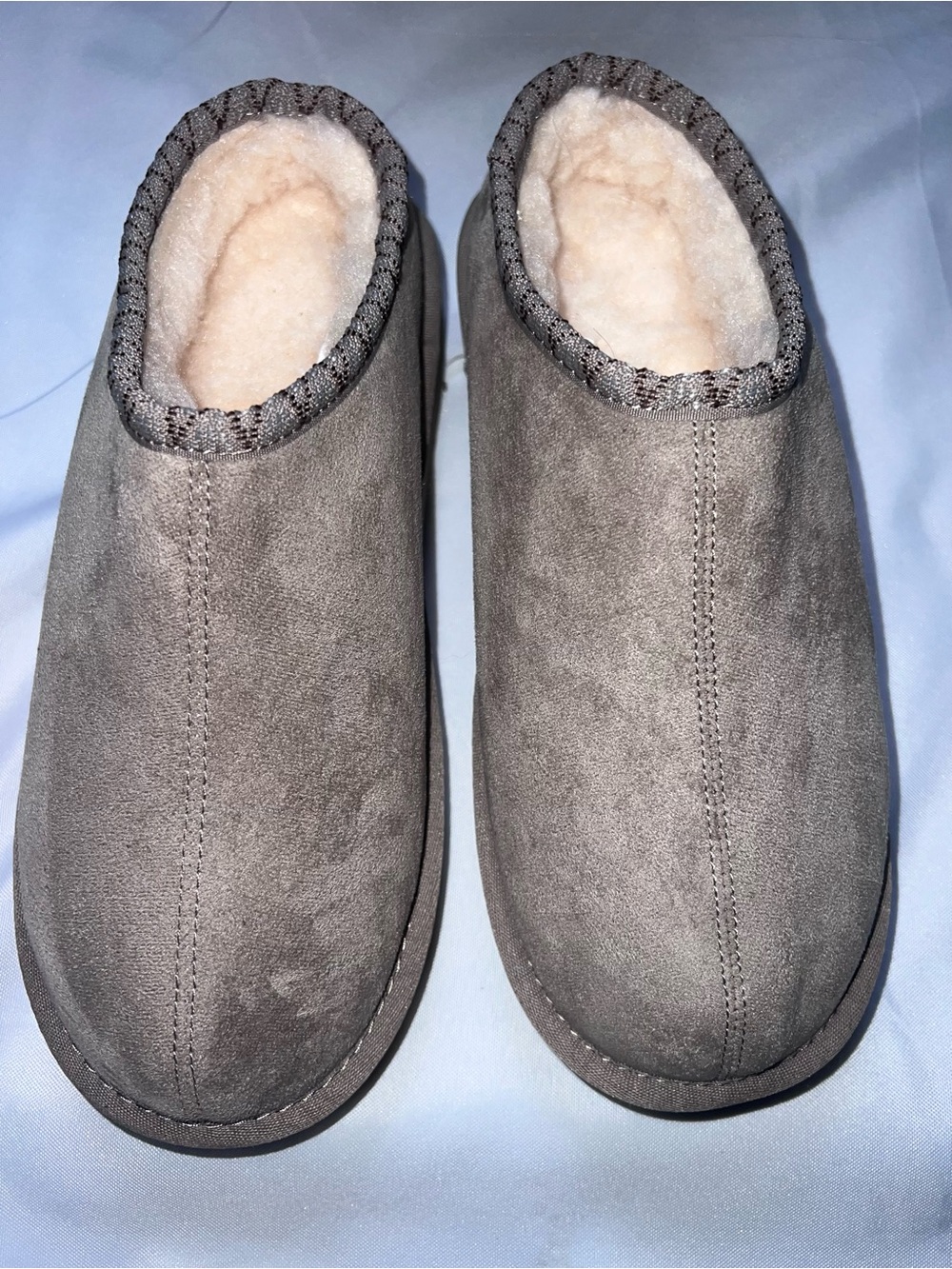 Woman’s Tan Suede Fleece-Lined Slip-On Slippers